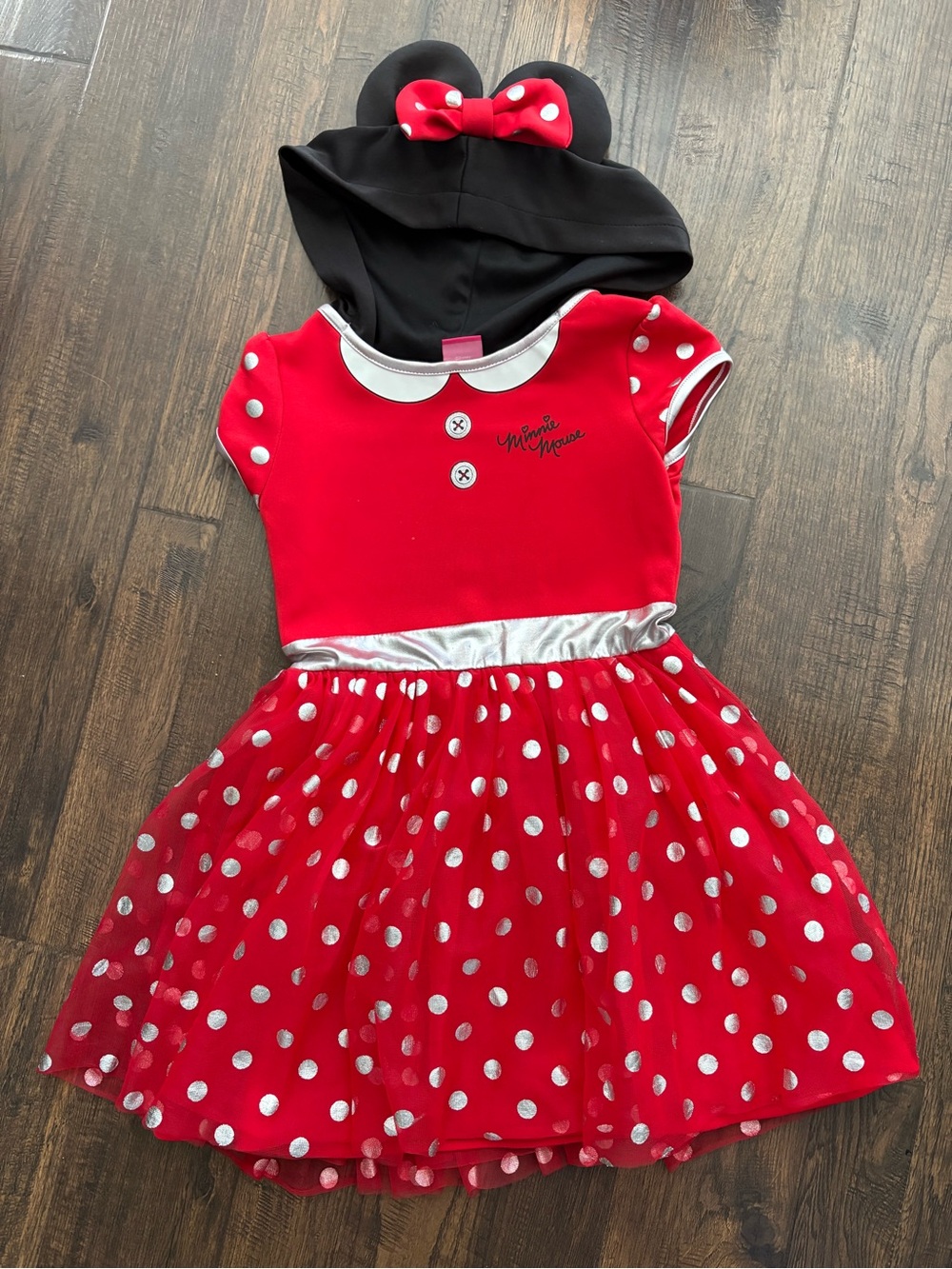 Disney Red and Black Minnie Mouse Polka Dot Hooded Dress
